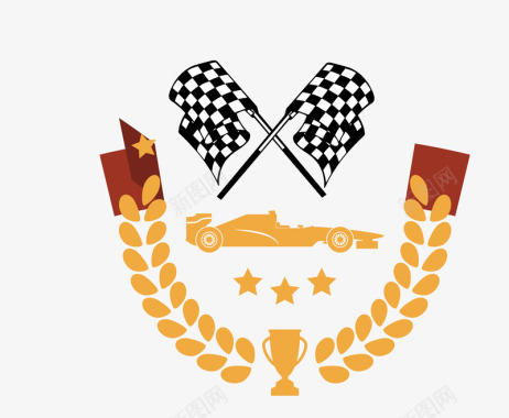 赛车旗帜标识图标图标