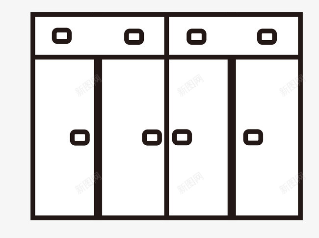 线描双门衣柜矢量图ai免抠素材_新图网 https://ixintu.com 双门衣柜 家具 线描 矢量图