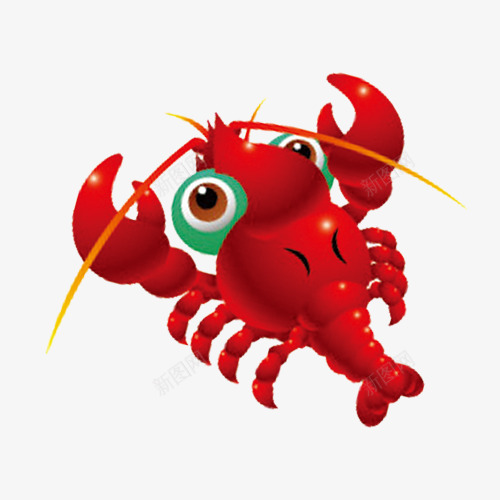卡通红色龙虾png免抠素材_新图网 https://ixintu.com 动物 卡通 红色 虾 食物
