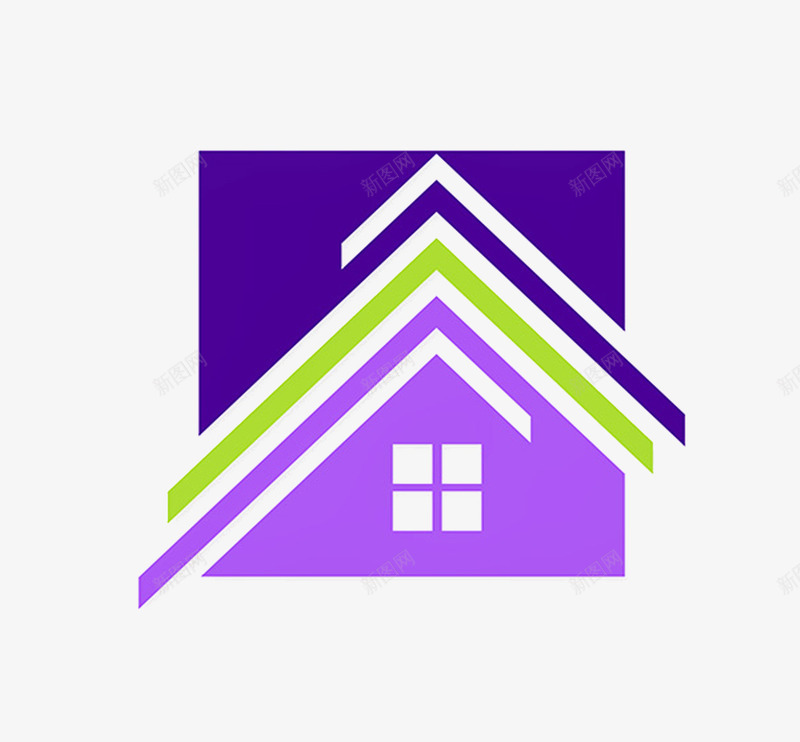 正方形房子窗户png免抠素材_新图网 https://ixintu.com 正方形素材房子png图片 紫色房子免抠素材 线条房顶 蓝色房顶