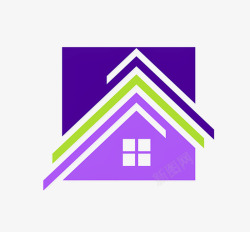 紫色的房顶正方形房子窗户高清图片