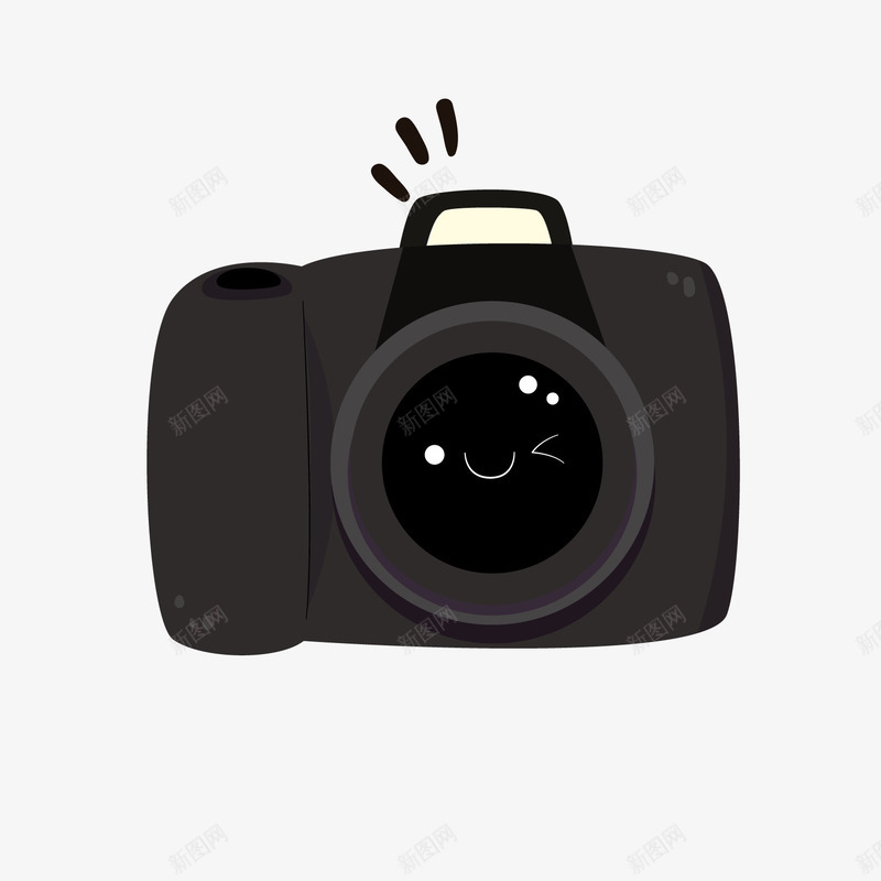 卡通黑色照相机png免抠素材_新图网 https://ixintu.com 卡通相机 数码产品 照相机 相机 背景装饰