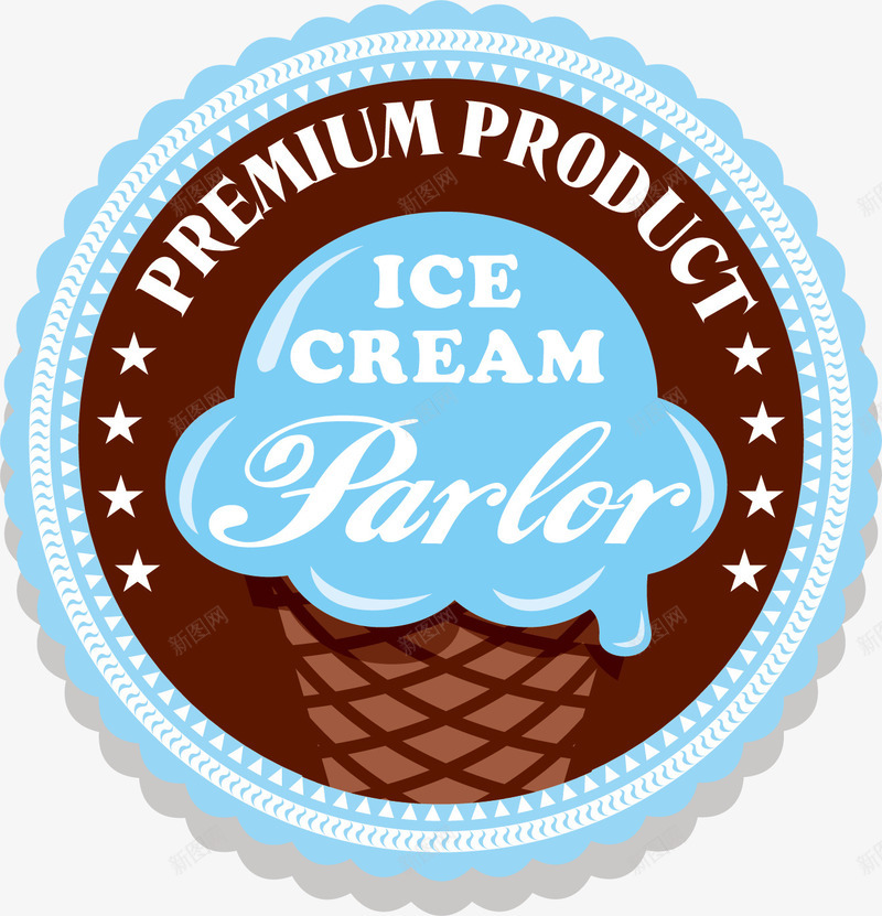 蓝色甜筒冰淇淋标签png免抠素材_新图网 https://ixintu.com 冰淇淋 卡通标签 可爱 甜品 甜筒 矢量图案 蓝色