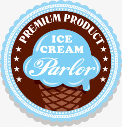 蓝色甜筒冰淇淋标签素材
