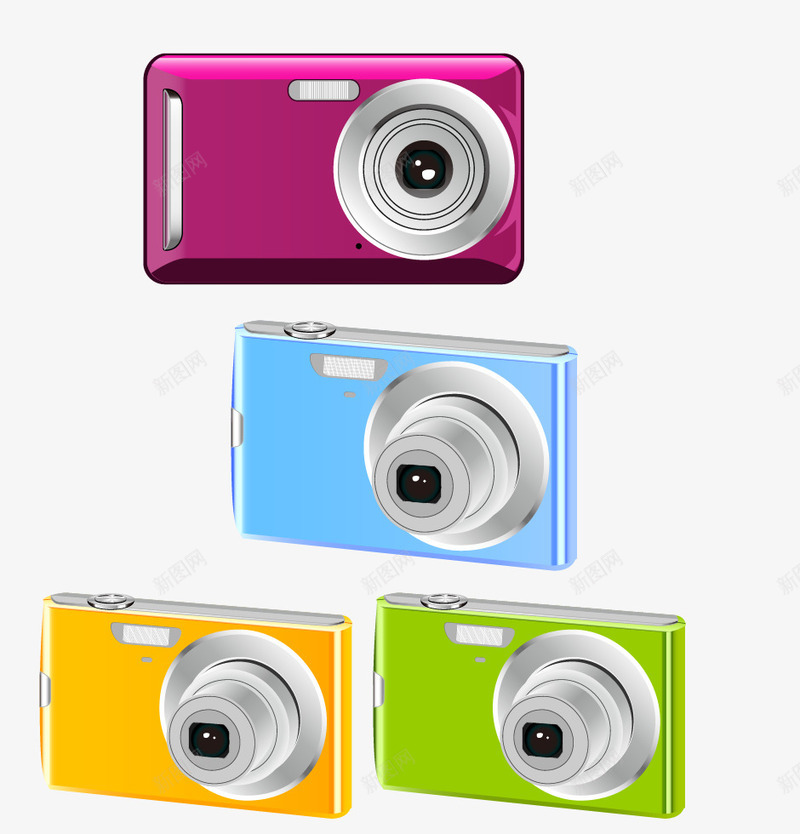 时尚彩色数码相机png免抠素材_新图网 https://ixintu.com 数码相机 相机矢量图