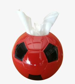 红色足球纸巾盒素材