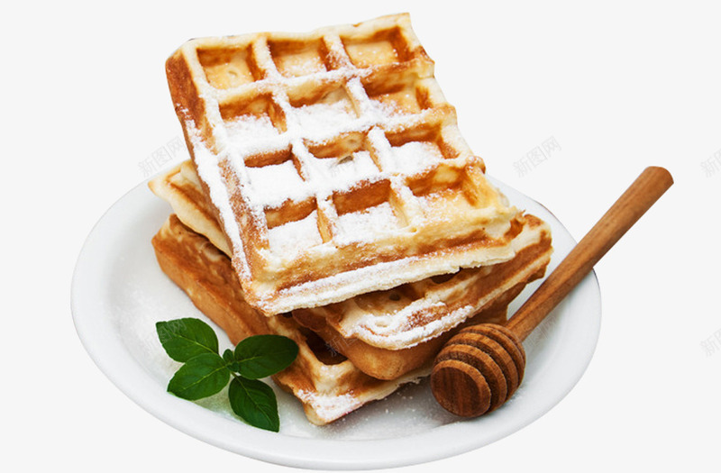 撒了面粉的华夫饼png免抠素材_新图网 https://ixintu.com waffle 产品实物 甜点 美食 面食