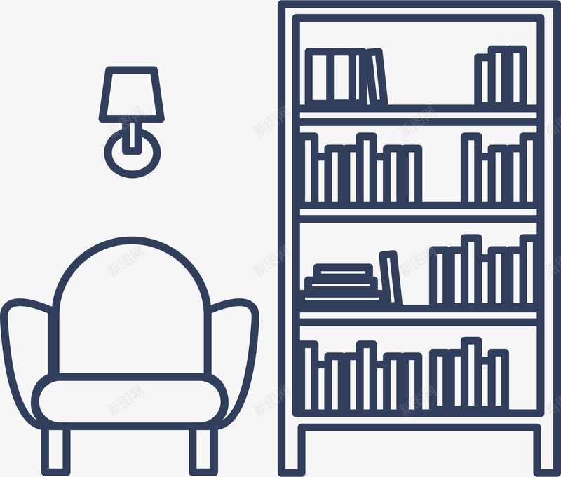 客厅书架沙发矢量图图标ai_新图网 https://ixintu.com 客厅 客厅设计 室内设计 家居家装 沙发 矢量png 矢量图