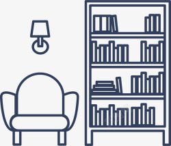 深色家居家装客厅书架沙发矢量图图标高清图片