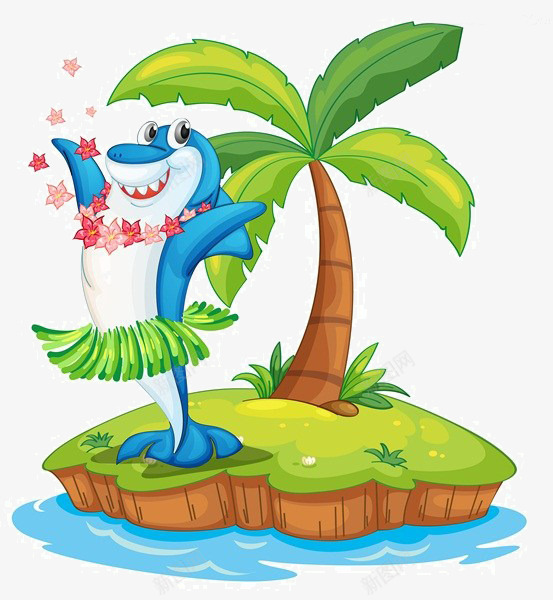 卡通树下跳舞的海豚png免抠素材_新图网 https://ixintu.com 卡通 树下 海豚 草地 跳舞的