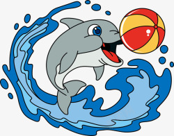 卡通海豚玩皮球素材