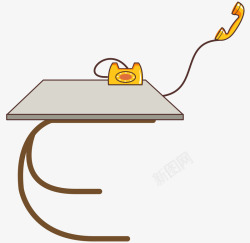 黄色的桌子卡通手绘桌面黄色电话矢量图高清图片