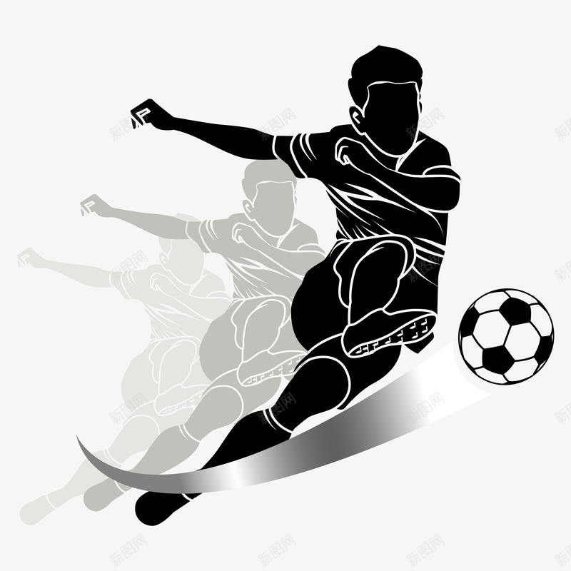 运动员足球png免抠素材_新图网 https://ixintu.com 人物剪影 人物插画 足球运动 足球运动员 运动人物 运动员