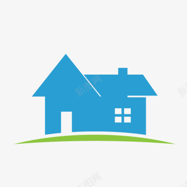 蓝色房屋地产logo图标图标