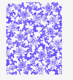 方形青花花纹素材