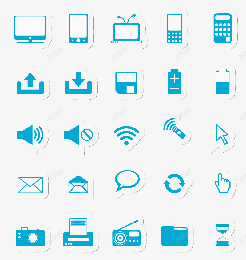 蓝色剪纸单色图标png_新图网 https://ixintu.com 下载 剪纸 数码 蓝色图标 音量 鼠标