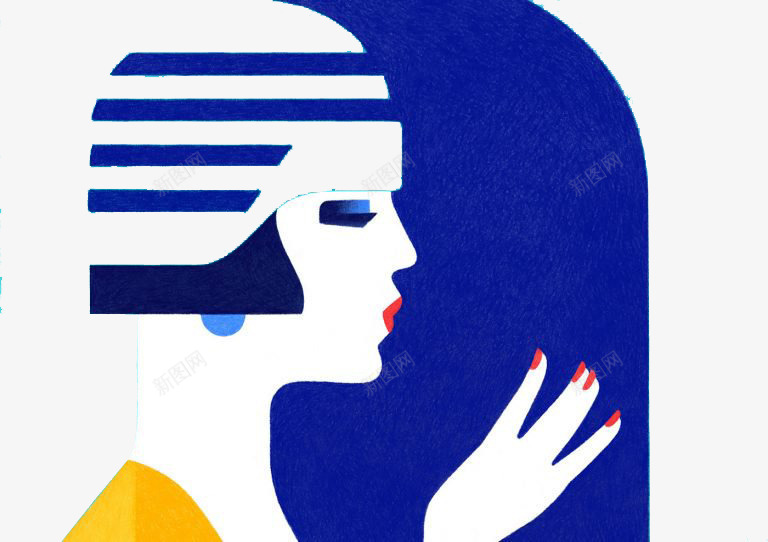 戴着帽子的皮肤白皙的女人png免抠素材_新图网 https://ixintu.com 个性 卡通 女人 手绘 指甲 美丽 蓝色 设计
