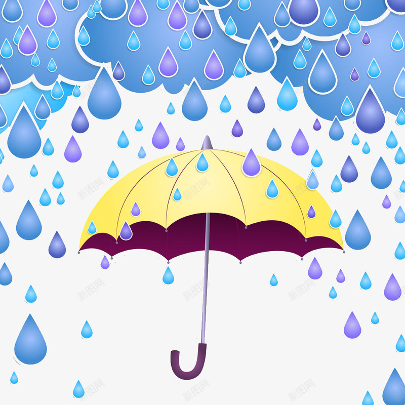 雨天撑把伞psd免抠素材_新图网 https://ixintu.com 乌云 雨 雨伞