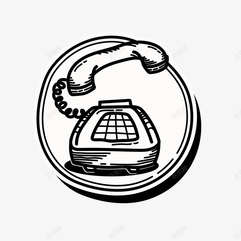手绘黑色固定电话png免抠素材_新图网 https://ixintu.com 手绘电话 数码产品 电话机 黑色电话