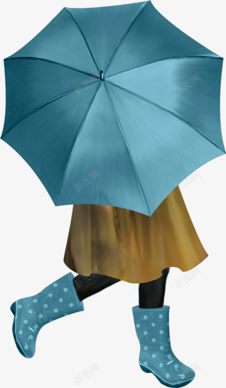 蓝色雨天手绘伞造型png免抠素材_新图网 https://ixintu.com 蓝色 造型 雨天