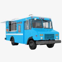 白蓝色早餐车蓝色卡通造型早餐车高清图片