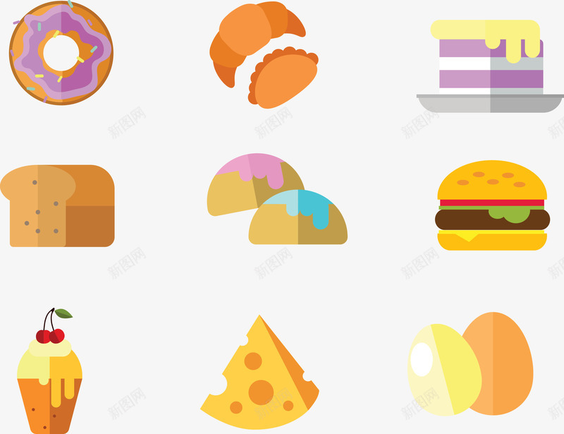 手绘烘焙png免抠素材_新图网 https://ixintu.com 手绘 烘焙 甜品 面包
