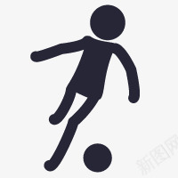 手绘黑色踢足球卡通图标图标
