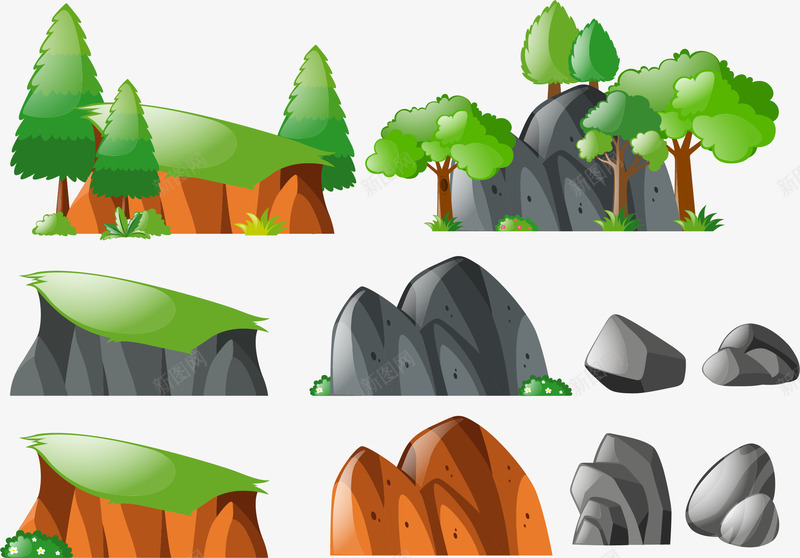 小山坡岩石块矢量图ai免抠素材_新图网 https://ixintu.com 土丘 山坡 岩石 矢量图 矢量素材 自然环境