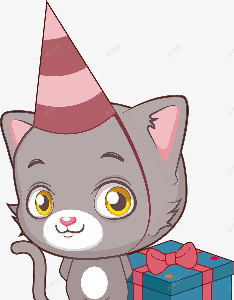 生日猫矢量图eps免抠素材_新图网 https://ixintu.com 猫咪 祝福 祝贺 装饰 矢量图