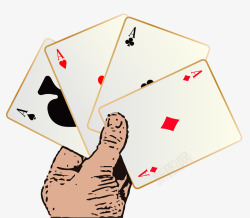 玩扑克手拿4条A高清图片