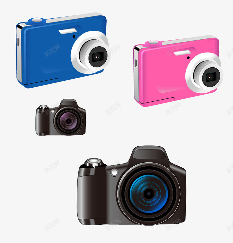 彩色时尚数码相机png免抠素材_新图网 https://ixintu.com 彩色相机 数码相机