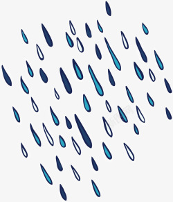 卡通手绘蓝色的雨水素材