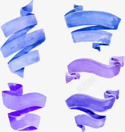 5款蓝色5款蓝色和紫色祝福条幅矢量图高清图片