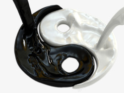 黑白液体凝固黑白八卦液体造型高清图片
