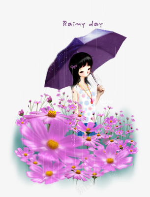 撑着雨伞的女孩png免抠素材_新图网 https://ixintu.com 女孩 花朵 透明底色 雨伞