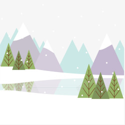 雪景插画矢量图素材