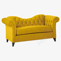 黄色布艺沙发黄色布艺软包双人沙发高清图片