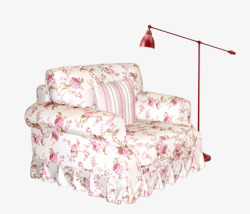 粉色花边沙发落地灯素材