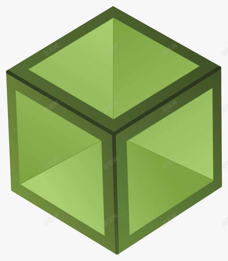 绿色几何立体图形png免抠素材_新图网 https://ixintu.com 几何 几何线条 手绘 正方体 正方体线条 正方形 线条 绿色