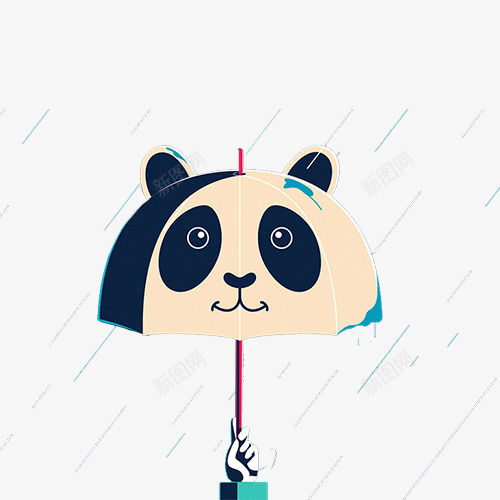 雨中的熊猫伞psd免抠素材_新图网 https://ixintu.com 下雨 可爱 熊猫伞 雨伞