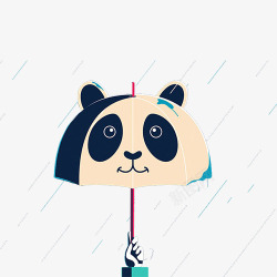 雨中的熊猫伞素材