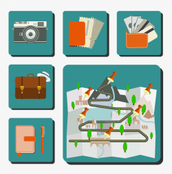 旅行书籍设计6款方形旅行图标矢量图高清图片