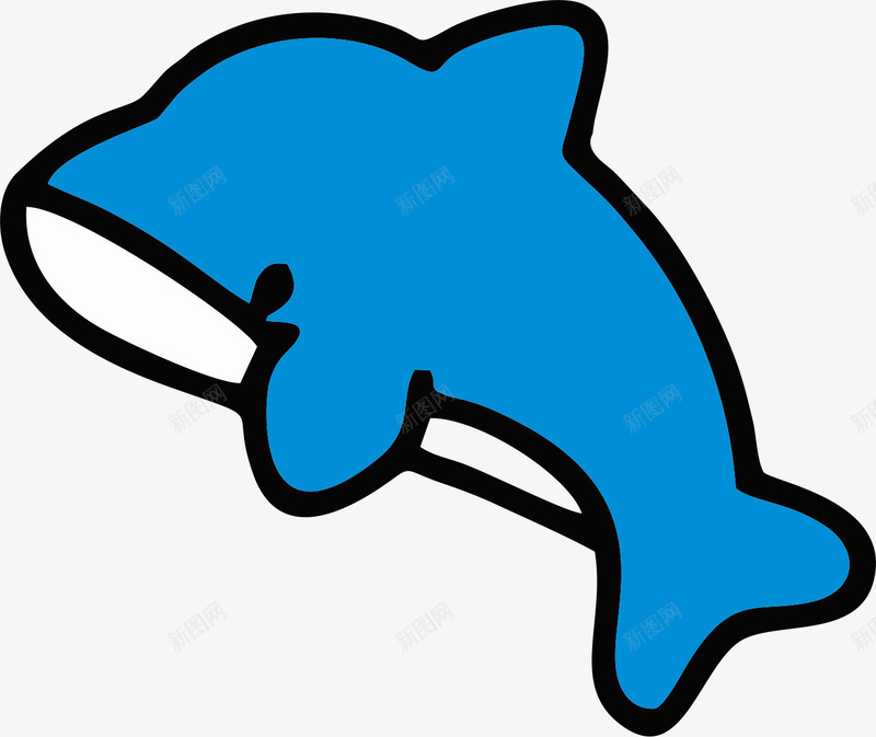可爱蓝色小海豚png免抠素材_新图网 https://ixintu.com 卡通 卡通海豚 海豚 蓝色