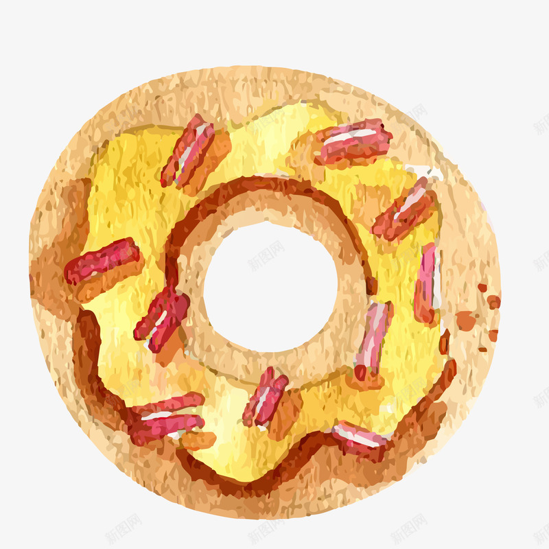 水彩手绘甜品食物矢量图ai免抠素材_新图网 https://ixintu.com 卡通 手绘 水彩 甜品 甜甜圈 食物设计 矢量图