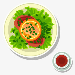 卡通美食蔬菜沙拉矢量图素材