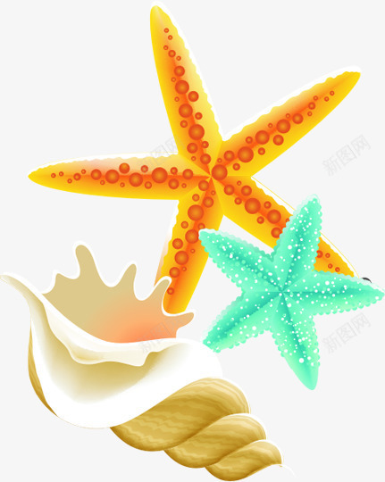可爱海星png免抠素材_新图网 https://ixintu.com 卡通海星 海螺 黄色海星动物