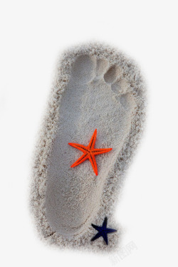 沙滩脚印海星素材