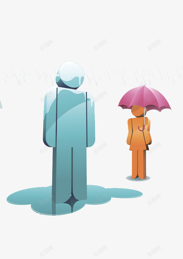 男女小人png免抠素材_新图网 https://ixintu.com 下雨 小人 打伞的女号 淋湿的男人 淋雨的男人 男人 雨伞 雨水
