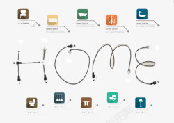 灯泡字创意灯泡home字背景矢量图图标高清图片