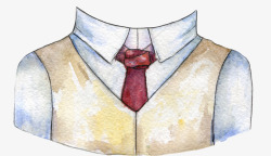 手绘水彩衣服服装西装领带素材